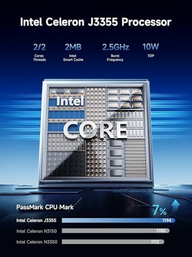 Bmax Mini PC B1 Plus, Intel Celeron J3355 (Up to 2.5GHz), 6GB RAM 128GB eMMC Support M.2 SSD Expansion (512GB/2TB), 4K Dual Display 2.4G/5G WiFi & BT5.0 Mini Desktop Computer for Home/Office — view 2