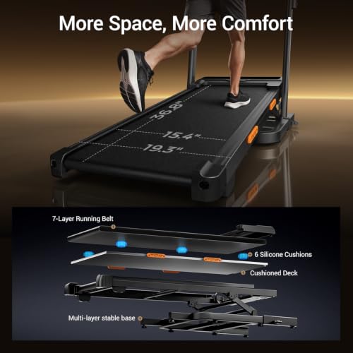 Image of UMAY 40% Incline Treadmill for Home with Handle bar 5 Level 15 inch Deck Height
