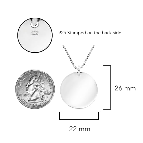 AeraVida 22mm .925 Sterling Silver Round Engravable Necklace | Customizable Silver Necklace for Women and Men | Sterling Silver Personalized Jewelry4