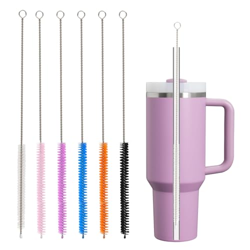 Image of Straw Cleaner Brush for Stanley, 6Pcs Reusable Extra Long Straw Cleaning Brush for 14oz 20oz 30oz 40oz Stanley Mug, Cleaning Brushs for All Plastic, Glass, Stainless and Silicone Straws