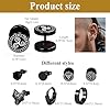 JewelryWe 8 Pair Viking Earrings: Men Stainless Steel Stud Fake Gauge Plugs Retro Huggie Hoop Earrings Norse Jewelry with Celtic Wolf Nordic Symbols #2