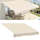Handbuch Einziehbar Markise Sonnenschutz Ersatzstoff Terrasse Markisenabdeckung Draussen überdachung Deck Sonnenschutzsegeltuch 280g Wasserfest Polyestertuch(Size:22.9x11.5ft,Color:Beige)