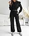 CHICME Womens 2 Piece Outfits Cropped Long Sleeve Hoodie and Wide Leg Sweatpants Set Fall Fashion Sweatsuit Tracksuit-bk-M