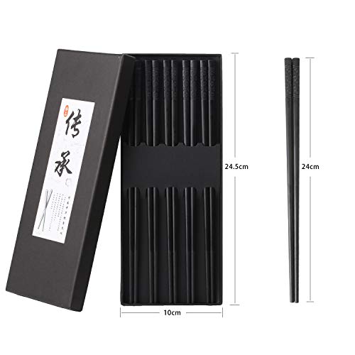 10 Pairs Fiberglass Chopsticks, Reusable Alloy Chop Sticks Non-Slip Chopsticks, Dishwasher, 9 1/2 Inches #TOP7
