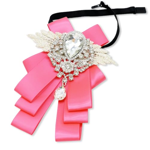 Image of Luckyvestir Womens Mens Bow Tie Ribbon Black Rhinestone Bow Ties Men Large Crystal Bowknot Bowtie for Wedding Party Banquet