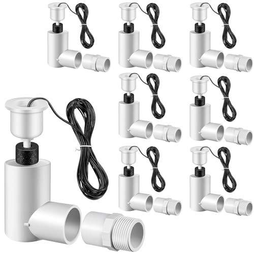 8 Pack SS2 Float Switch for Easy Installation, AC Float Switch with 3/4 Inch Adaptor and 6ft Wire, Water Level Accessory for HVAC System with Condensate Overflow Detection