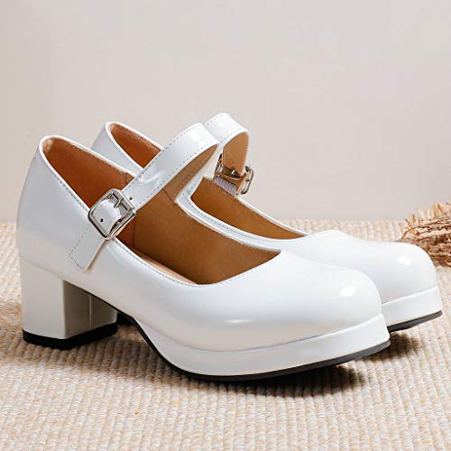 KOKOMOMO Womens Patent Mary Janes Platform Shoes Cute Lolita Cosplay Shoes Mid Block Heel Pump with Ankle Strap3