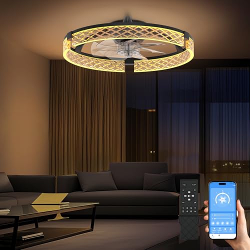 Aphyni 50cm Ventilador de techo con luz,3 temperaturas de color y 6 velocidades,ventilador de techo con lámpara,lámpara de techo moderna para dormitorio,sala de estar y cocina - imagen 9