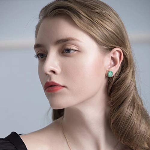 CiNily Sterling Silver or White Gold Plated Opal Stud Earrings With Orange Garnet/Green Quartz Birthstone Earrings Hypoallergenic Jewelry Gift for Women 10mm-12mm3