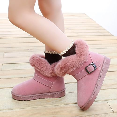 Winter Boots for Girls Warm Ankle Boots Kids Soft Plush Lining Fur Collar with Zipper Snow Bootie Indoor Outdoor Shoes for Girls2