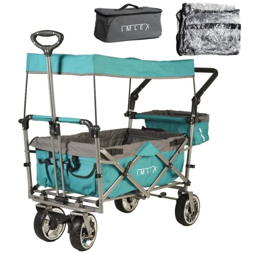 IMLEX Bollerwagen faltbar IM-4268 mit Zubehör - Regenschutz und Kühltasche (Türkis) Cover