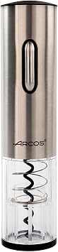 ARCOS Electric Corkscrew in ABS with Rechargeable Internal Battery. Modern and Elegant Electric Bottle Opener. Finish with Stylish Case. Silver Color