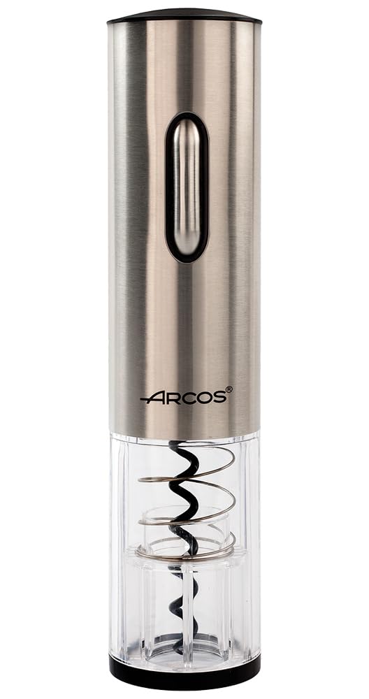 ARCOS Sacacorchos Eléctrico en ABS con Batería Interna Recargable. Abrebotellas Eléctrico Moderno y Elegante en Estuche. Color Plata