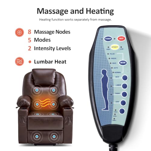 Image of MCombo Small Power Lift Recliner Chair for Elderly, Heat and Massage 7141