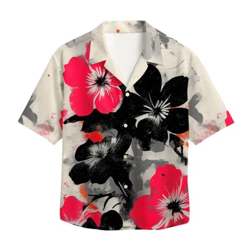 Image of Men's Floral Button-Down Shirt, Cotton Blend Stretchable, Casual Printed Striped Stylish Shirt