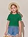 Haloumoning Girls Pleated T Shirts Kids Summer Short Sleeve Fashion Tops Tees 5-14 Years Dark Green