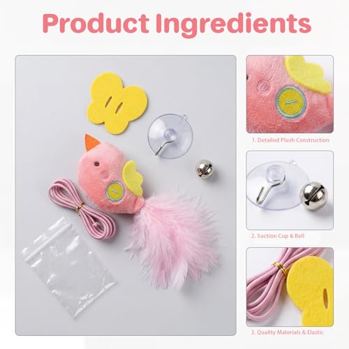 Juguete para gatos para colgar en la puerta con pájaro de plumas Walfront 7