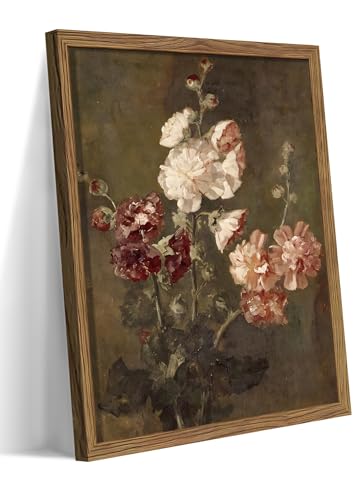 Vintage Framed Canvas Wall Art, Modern Farmhouse Floral Oil Painting,