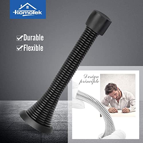 Image of HOMOTEK 40 Pack Black Spring Door Stops,3-1 /8 inch Heavy Duty Door Stop - Flexible Spring Door Stopper with Low Mounted Black Rubber Bumper Tips