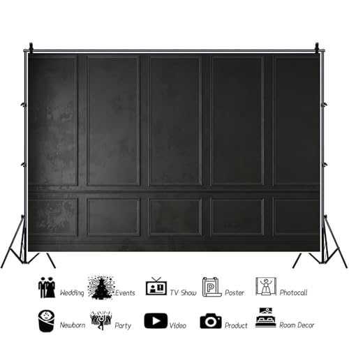Fondo Fotográfico Vintage 7x5ft Negro para Estudio y Eventos miniatura 5