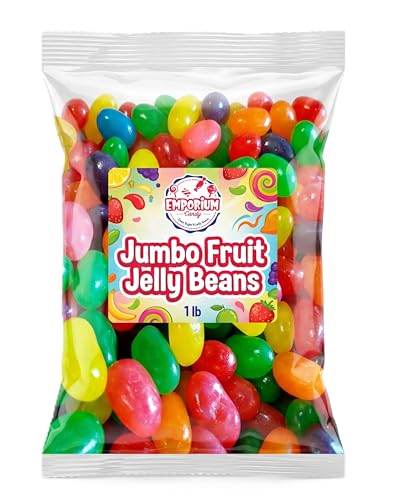 Jumbo Assorted Jelly Beans 1 lb – Gourmet Fruit Flavored Jellybeans, Large Chewy Mix – Colorful Bulk Candy for Easter, Parties, Candy Buffets & Snacking