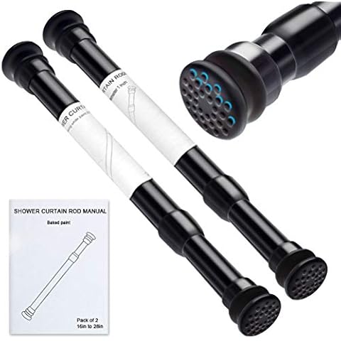 Telescopic Tension Rod, Extendible, Assembly Without Screws and Drilling, Diameter 23/26 mm, Length 40-70 cm, Black Pack of 2 Cover