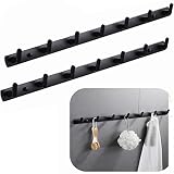 Spotact Wall Mounted Coat Racks with 7 Hooks Hanging Holder Towel Rack 25.7"x1.3" Modern Black Hangi