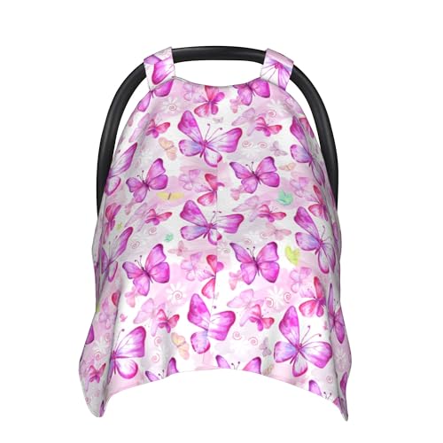 Image of Butterfly Car Seat Canopy Cover Multi Use Nursing Cover for Newborn Car Seat Canopy Mom Nursing Breastfeeding Covers Newborn Shower Gifts