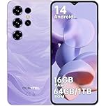 OUKITEL C2 Handy Günstig - 16GB(4+12)+64GB/1TB Smartphone Ohne Vertrag 5000mAh Akku, 6.52" HD+ Bildschirm, 13MP+5MP Kamera Simlockfreie Handys Android 14, Dual SIM/Gesicht/GPS/3.5mm Jack, Violett