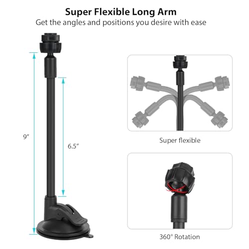 Image of UYODM 2Pack Suction Cup Mount Holder Compatible with Blink 4 (4th Gen) /Blink XT3 /Blink XT2 /XT,Blink Mini,9inch Flexible Long Gooseneck Arm,Attach Your Blink Camera Wherever You Like