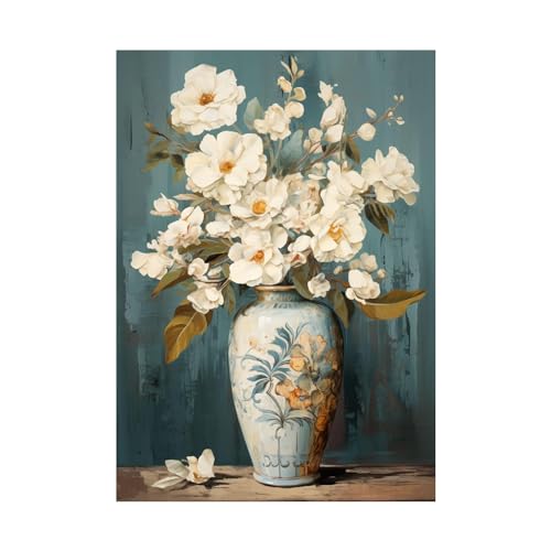 Toile murale vase de fleurs SIVAJI | Décoration moderne 50x70 cm pour salon et chambre