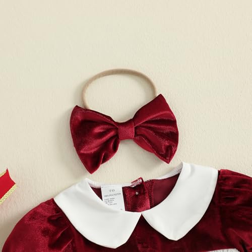 Toddler Baby Girl Christmas Outfit Smocked Dresses Newborn Velvet Bubble Romper Vintage Sister Matching Outfits3