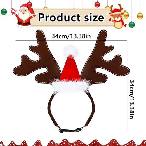 NYZQIW Weihnachten Haustier Stirnband,Haustier Stirnband Weihnachten Rentier,Katze Hund Weihnachten Stirnband,Weihnachten Rentier Geweih,Rentier Haarreif Für Haustiere,Elch Kopfbedeckung