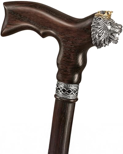 Asterom Walking Cane - Handmade Lion Canes for Men - Wooden, Stylish, Cool Walking Sticks for Men, Seniors (Lion, Walnut, 36 Inches)