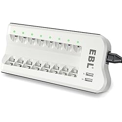 Cargador De Pilas Recargables Tronic EBL 8 Ranuras Cargador Pilas Recargables para AA AAA NiMH con 2 Puertos USB