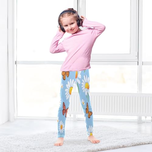 Toddler Girls Leggings Printed Yoga Pants Leggings Butterfly White Daisy for Kids4
