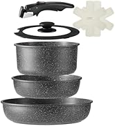 CAROTE カローテ フライパン セット 7点 IH·ガス火対応 PFOA PFOS フリー 鍋セット 取っ手のとれる 一人暮らしセット マーブルコート スルスルすべる くっつきにくい お手入...