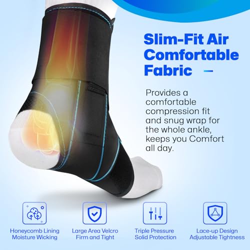 Healrecux Lace Up Ankle Brace for Women Men, Ankle Support for Sprained Ankle, Plantar Fasciitis Brace Ankles Stabilizer Wrap for Basketball, Volleyball, Sports, Injury Recovery, L