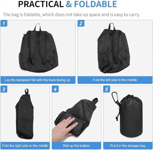 Mochila de senderismo impermeable y ligera negra miniatura 5