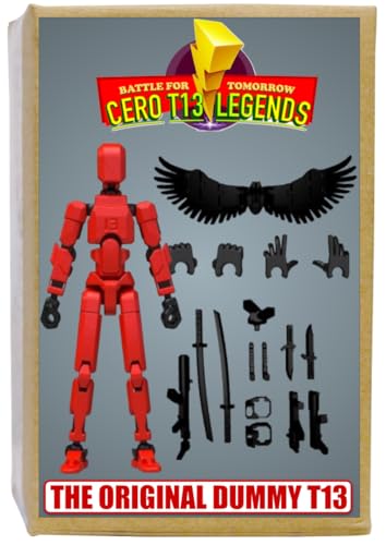 Image of CERO T13 Action Figures Fidget Dummy 13 Robot Anime Figures Multi Joints Movable Cool Gadget 3D Printed (Black and Red PLA)