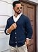 Runcati Mens Cable Knit Cardigan Sweater V Neck Casual Button Down Sweaters Long Sleeve Fall Outwear with Pockets Navy Blue