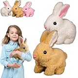 HEARUVE Bunby - My Realistic Bunny, Bunny Realistic Bunny Jumping Twitching, Realistic Bunny Toy Interactive Pet Companion, Bunbi Realistic Bunny, Easter Realistic Moving Rabbit Toy for Kids (2Pcs B)
