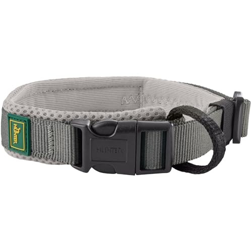 Hunter Halsband Maldon, Farbe: grau, atmungsaktives Mesh, Robustes Nylon, lautlos & allergikerfreundlich, Zugentlastung, integriertes Adresslabel, besonders leicht, Größe: S