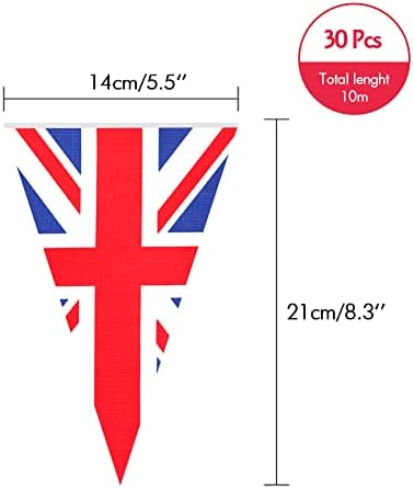 12M Union Jack Flag Bunting, 36 PCS Reusable UK Garden Bunting, Britain Outdoor Party Decorations for National Day Sports Events Home Celebration Party
