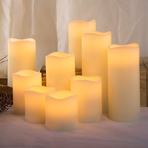 Pandaing Large Set Of 9 Flameless Candles Battery Operated Led Pillar Real Wax Electric Candles With Remote Control Cycling 24 Hours Timer #TOP1