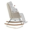 MEUBLE COSY Sillas Mecedora Escandinavo Sillón Relax Especial Lactancia para Salón Dormitorio Balcón Sala de Estudio, Tela, Madera Haya, Metal, Beige #5