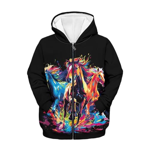 Image of Unisex Zipper Sweatshirt Boys Girls Hooded with 2 Pocket Pullover Hoodies for 6-16Y Kids