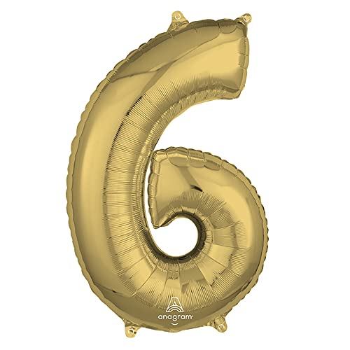 Anagram Number 6 Foil Mylar Party Balloon, 26", White Gold