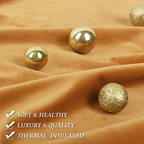 Image of RYB HOME Gold Velvet Curtains 84 inches 2 Panels Set - Plush Soft Modern Decorative Drapes Thermal Insulted Window Treatment Panels for Bedroom Living Room Dining Room, W42 x L84 | ThermaL Insulted, Window Treatment, Panels, for Office & Nursery, W42 x L84