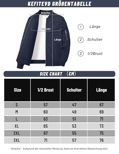 Bomberjacke Kefitevd für Herren Leichte Pilotenjacke im Blouson-Stil